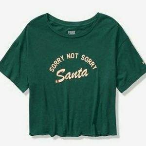 NWT VS Pink Holiday Crop Top Tee L